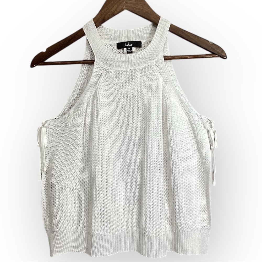 Lulu's Chic White Tie Side Halter Tank Top